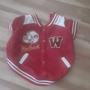 Woolrich Red and White Dog Varsity Jacket